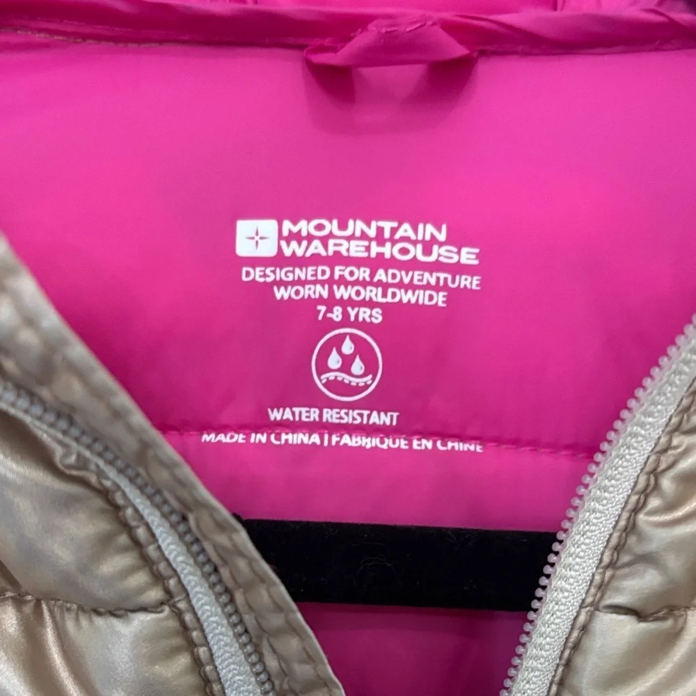 Kids Rose Gold Puffer Jacket with Pink Lining